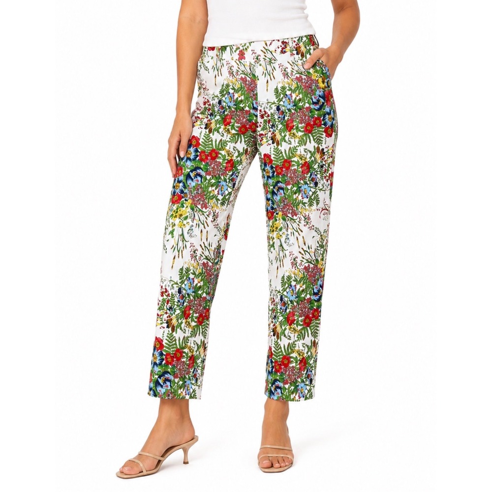 NEW Soft Surroundings Floral Straight Leg Ankle Pants Womens Size M (10-12)